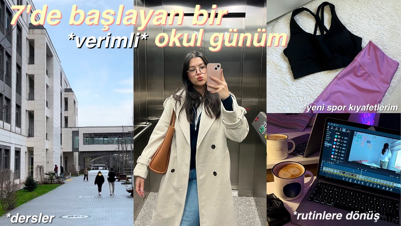 7'de başlayan verimli okul günüm || dersler, bir günde neler yedim, rutinlerim, spor için aldıklarım