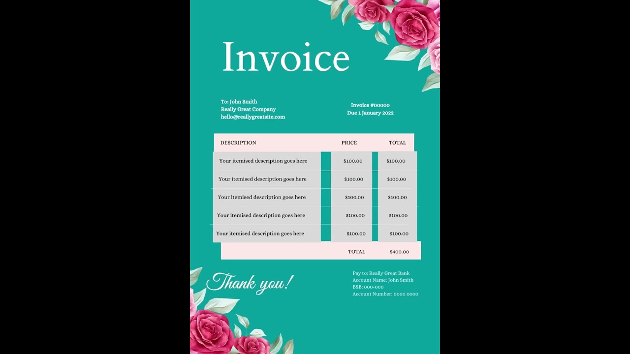 Editable Invoice Template , Modern Invoice ,Minimalist Invoice,Order Form Invoice, Canva Template