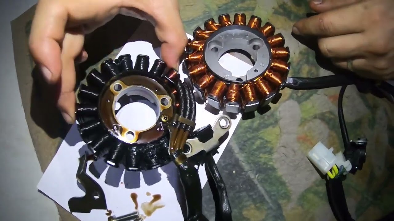 cambio de estator alternador generador honda cargo 150