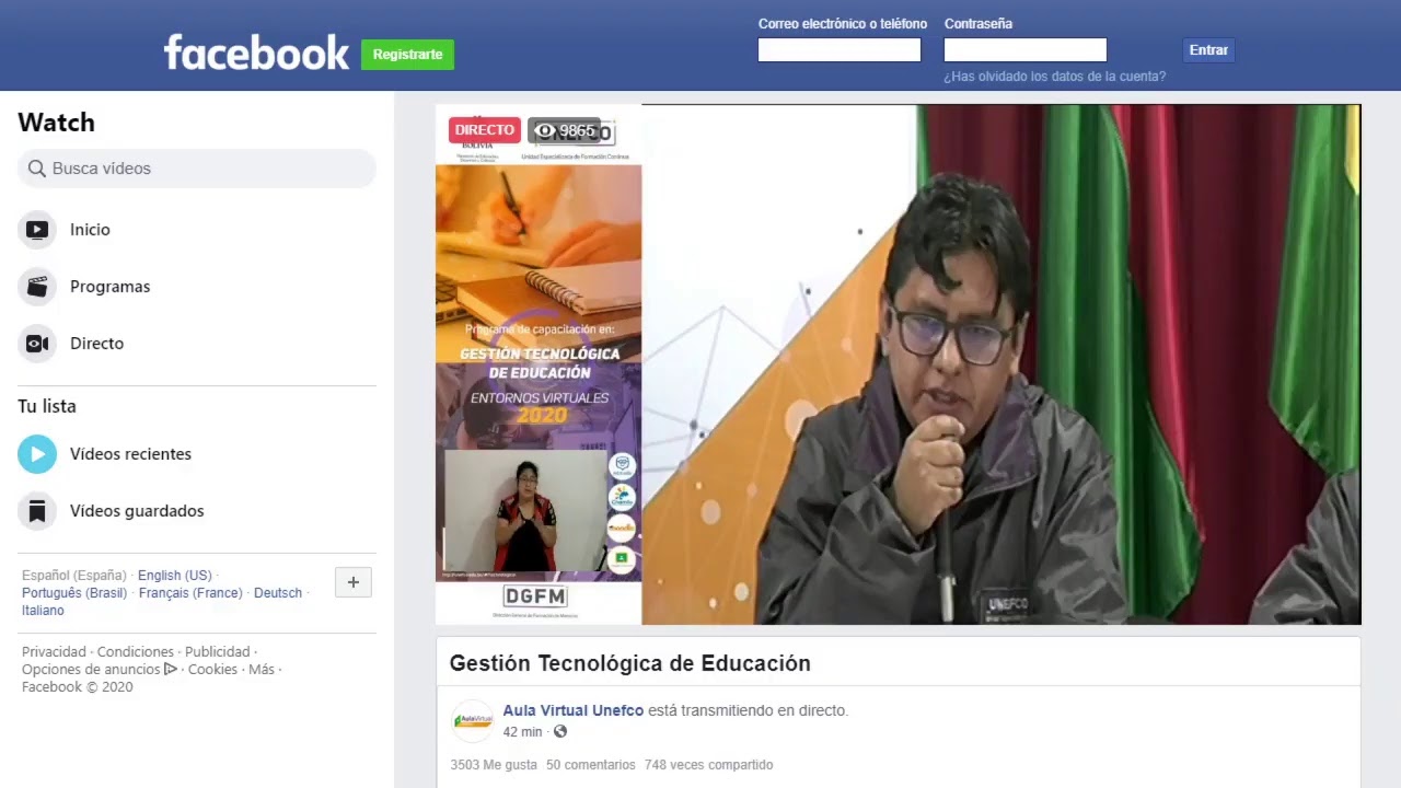 Emisión en directo de Aula Virtual UNEFCO