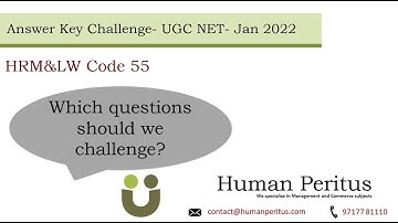 HRM & LW Code 55- Answer Key Challenge- UGC NET