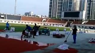 Running Track Installation (PU track coating and broadcast EPDM at the same time 1)