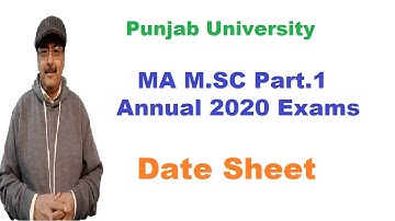 Punjab University MA English Part 1 Annual 2020 Exams Date Sheet | Exams to be held in March 2021