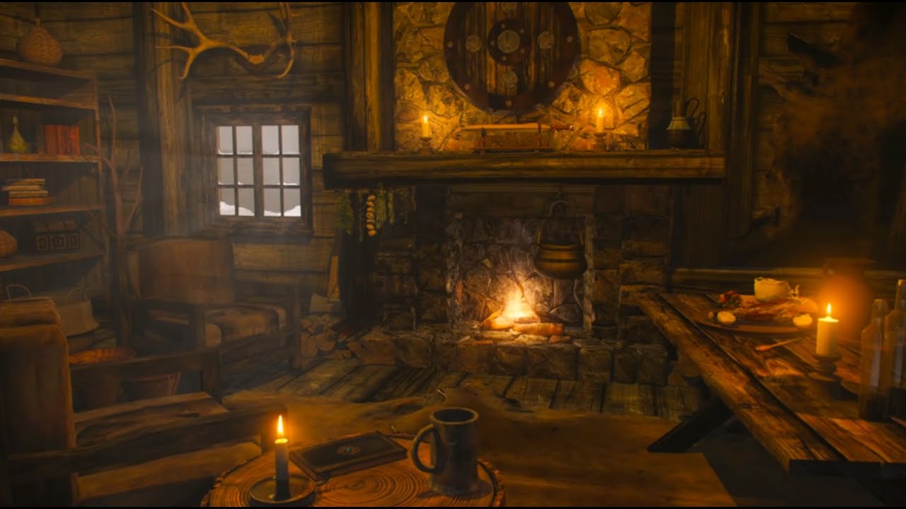 Relaxing fireplace with slight wind! 