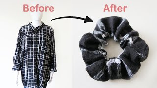 THRIFT FLIP: Men's Shirt Refashion into Seamless Scrunchies + Free Sewing Pattern