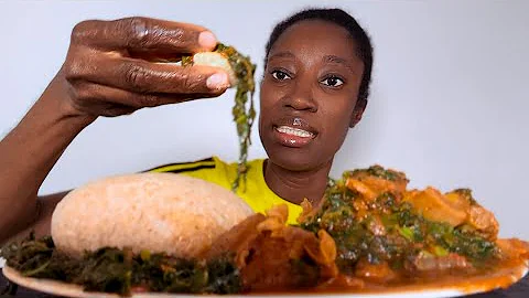 ASMR AFRICAN NIGERIAN FUFU, EFO RIRO (VEGETABLE SOUP), FUFU MUKBANG ( EATING SOUNDS) Messy Eating