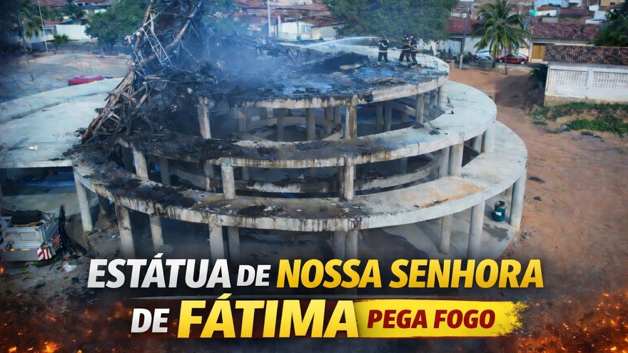 estátua de Nossa Senhora de Fátima pegou fogo na Zona Norte de Natal e as imagens impressionam 