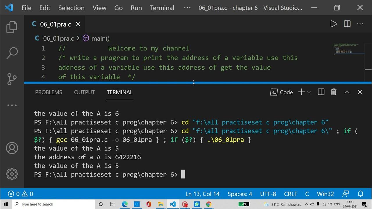 In C programing to print address of variable using pointer part 1 - YouTube