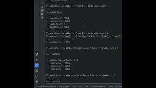 Core Java Console Based Project |Food Delivery System| Source code in comments!!