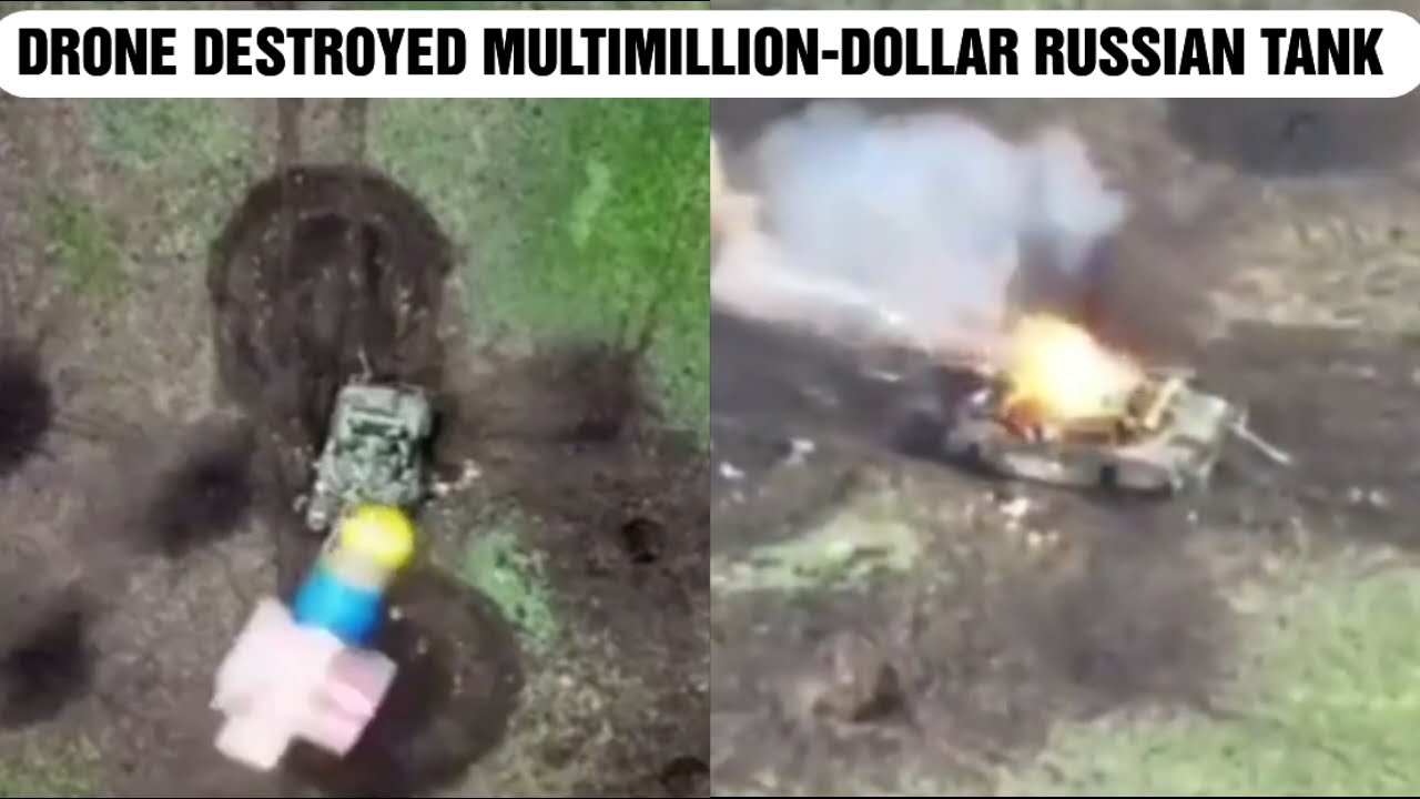 Ukrainian drones Destroyed multimillion-dollar Russian Tank - YouTube