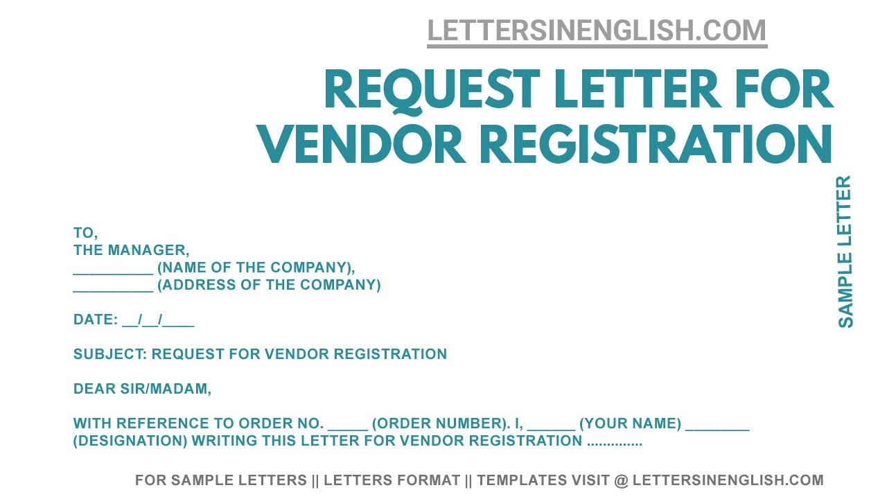 application letter format for vendor registration