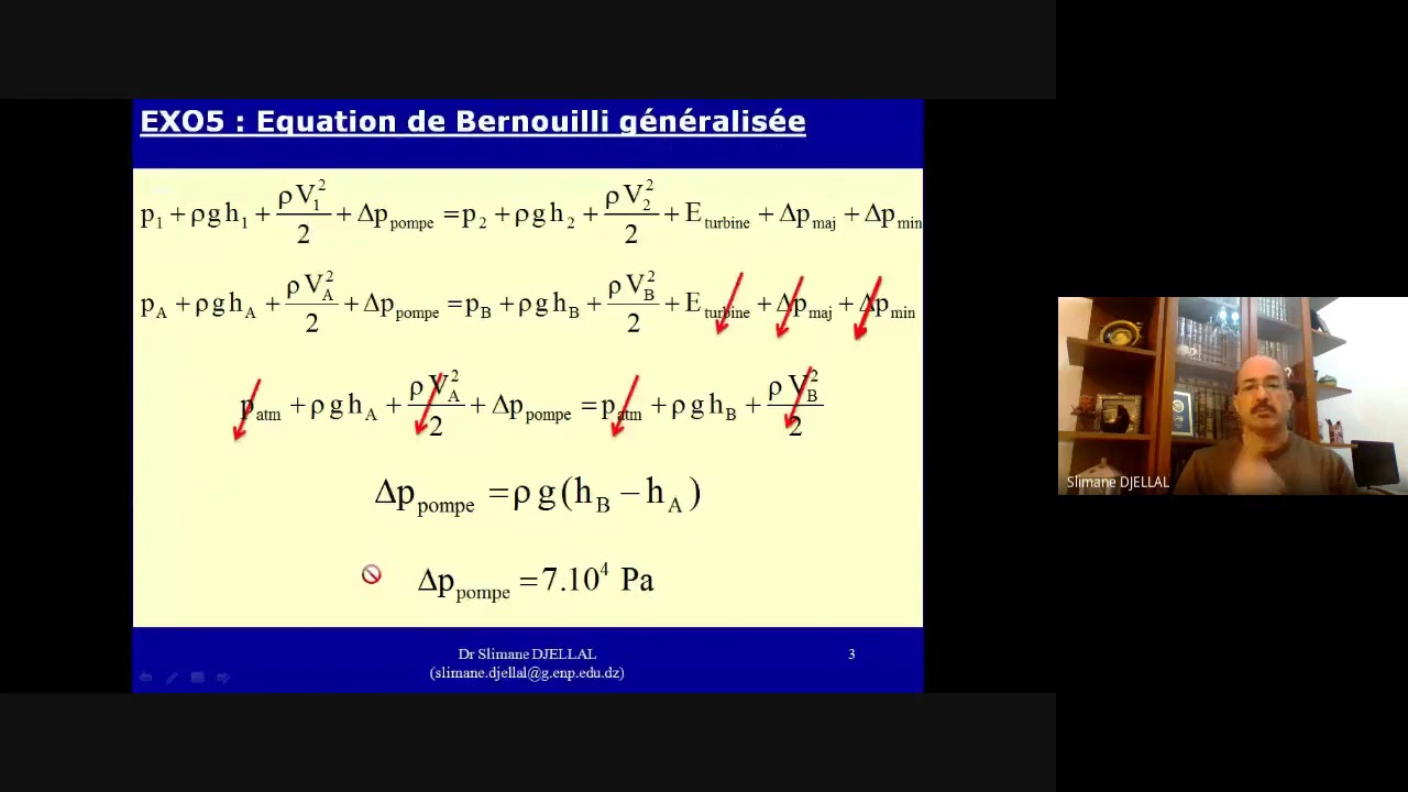 Exercice 5 Dynamique des fluides visqueux (équation de Bernouilli généralisée)