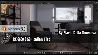 GPU RX 6600 Benchmark Blender 2025 Cycle Render Italian Flat By Flavio Della Tommasa - HIP RT