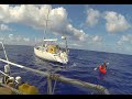 Abandoned sailboat in the atlantic ocean