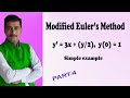 Using modified Euler's method find y at x=0.1 given y'= 3x + y/2 good example-4