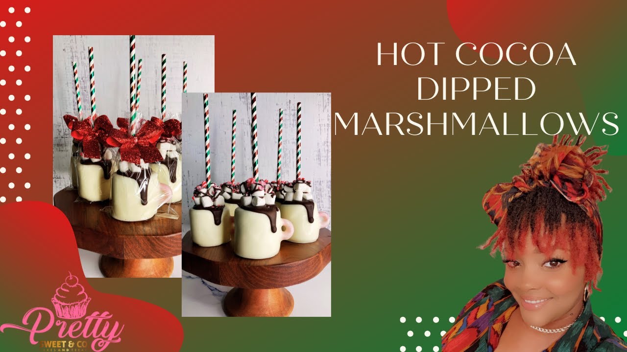 Hot Cocoa Dipped Marshmallows #Chocolatecovered #Hotcocoa