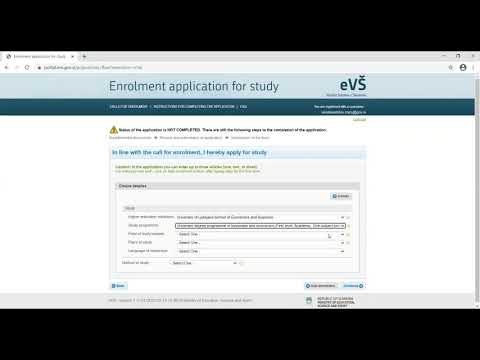eVS Enrolment Application: Data on desired study