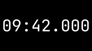 Countdown timer 9 minutes, 42 seconds [09:42.000] - White on black with milliseconds