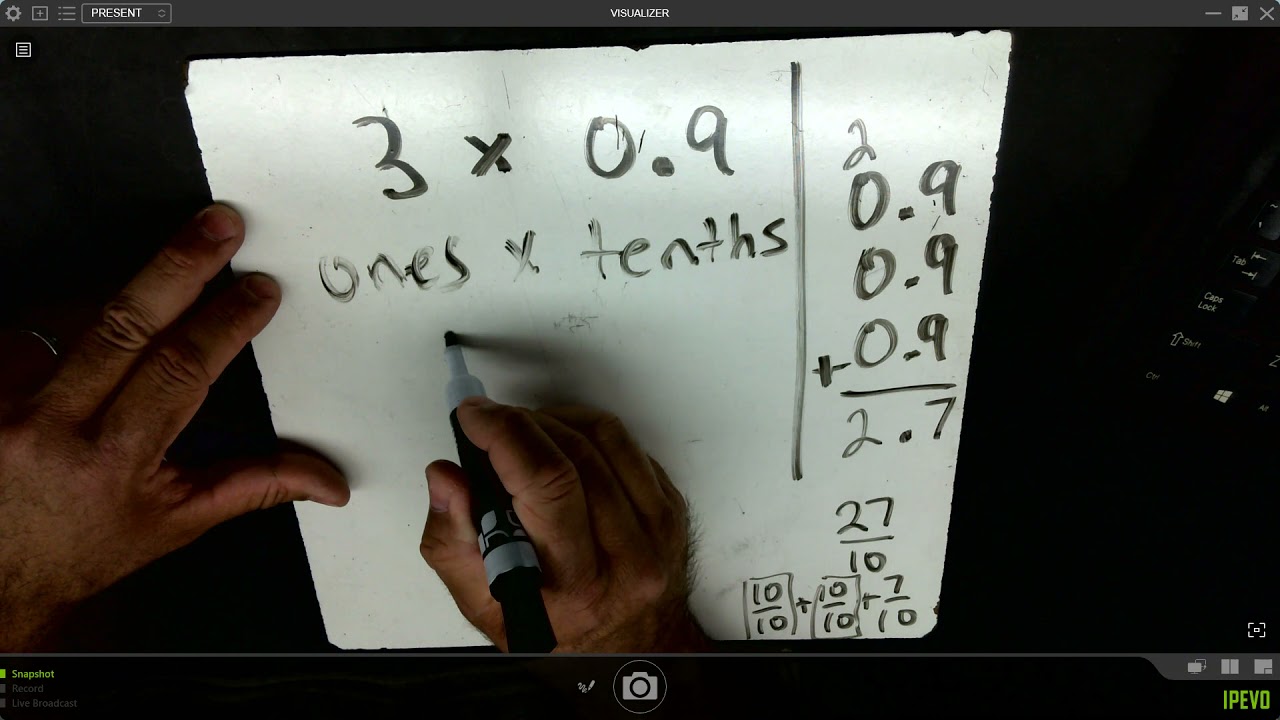 3 x 0.9 using traditional multiplication - YouTube