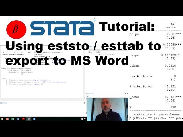 Using Eststo And Esttab To Export To Word Excel In Stata Youtube