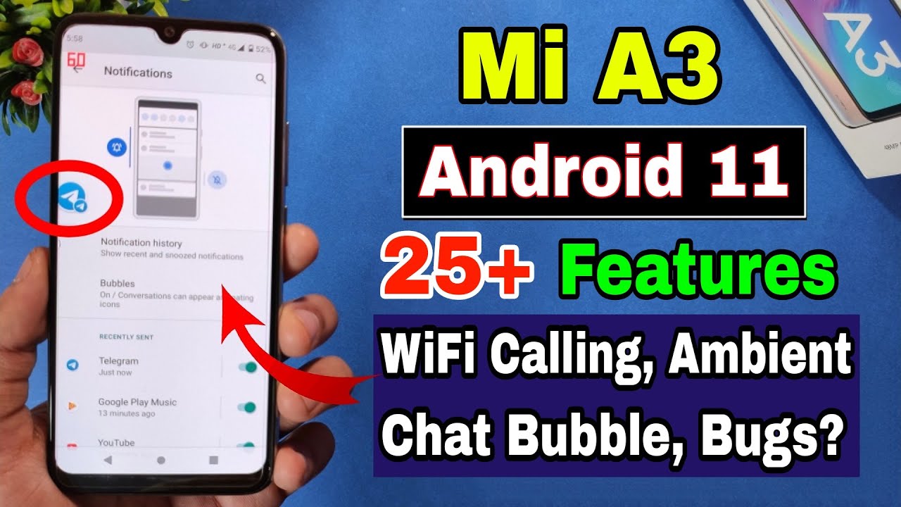 Mi A3 Android 11 update features, wifi calling, Notification Chat Bubble | mi A3 new update features