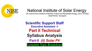 NISE EA-I Solar PV Complete Syllabus Explained |Technologies, Testing & Grid Integration