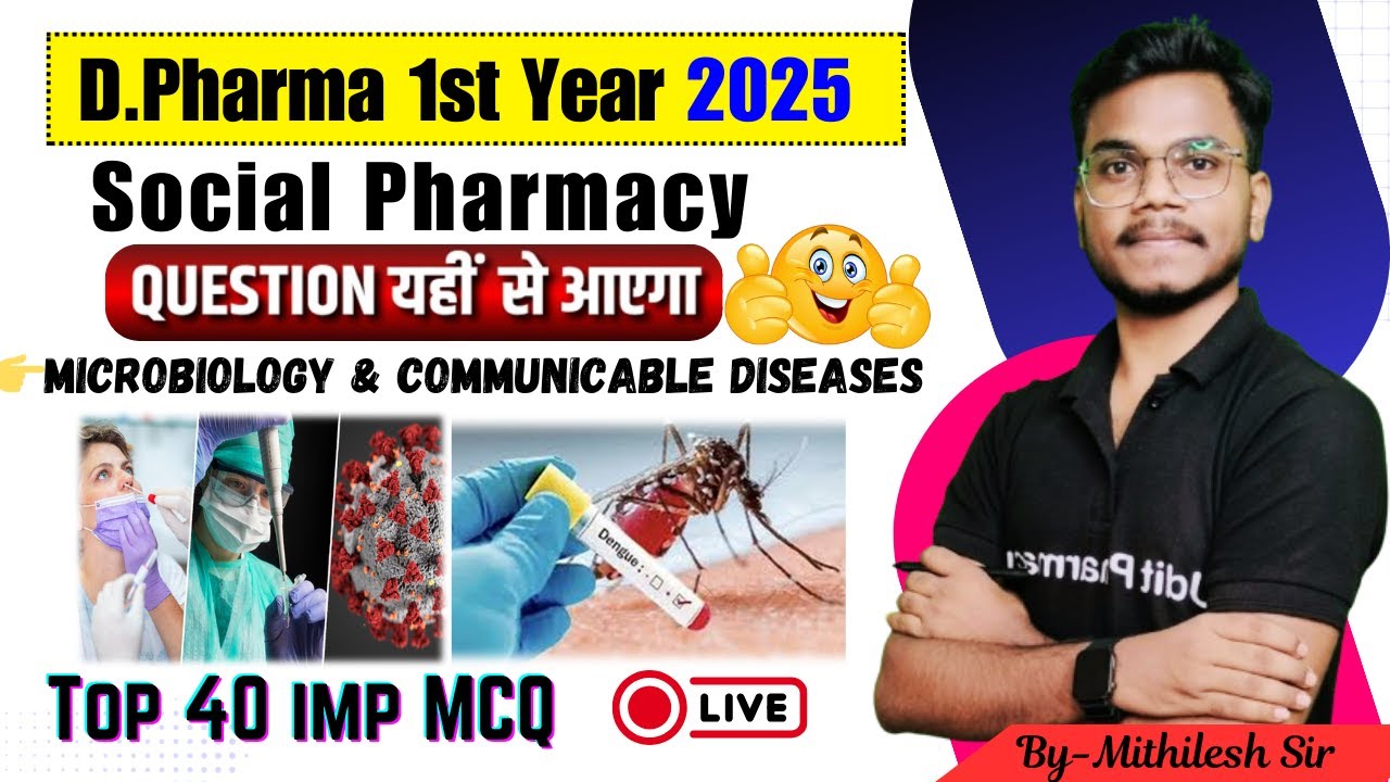Social Pharmacy Chapter-4 | MICROBIOLOGY & COMMUNICABLE DISEASES |Top 40 Imp MCQ |By-Mithilesh Sir