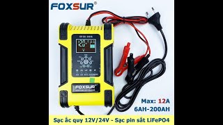 Hướng dẫn sử dụng bộ sạc bình ắc quy Foxsur 12V\/24V 200Ah chế độ tự ngắt thông minh-Tadaca Auto