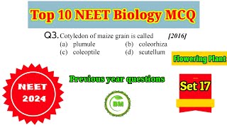 Top 10 Neet biology mcq | neet botany MCQ | Neet biology previous year questions #set17 #neetbiology