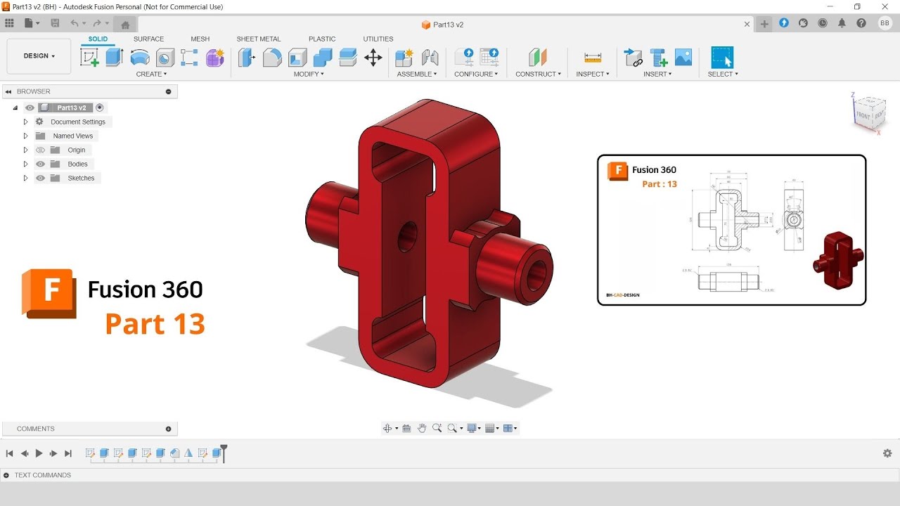 Fusion 360 tutorial 3D Modeling: Part 13 - YouTube