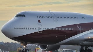 Boeing 747-8ZV(BBJ) VQ- BSK Qatar Amiri flight departing for Zurich