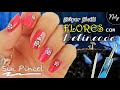 FLORES con DELINEADO | Súper fácil con palillo o dotting tool, sin pincel | Diseño de Uñas | Noly