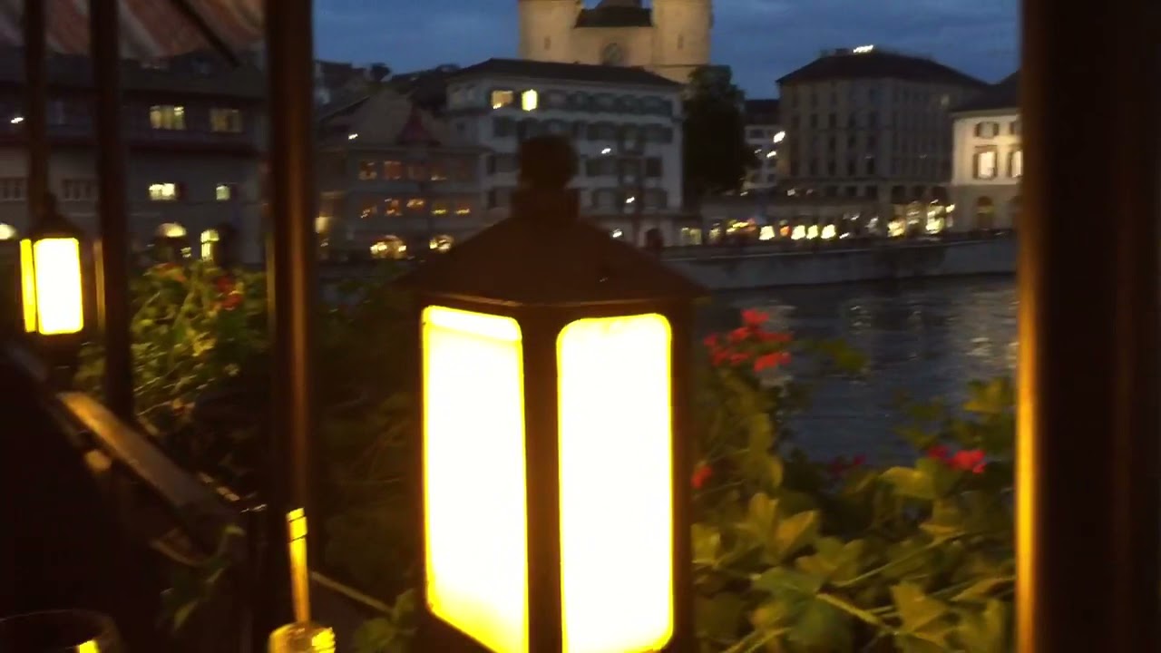 Enjoy Nighttime sips 🍷 at waterfront in Zurich