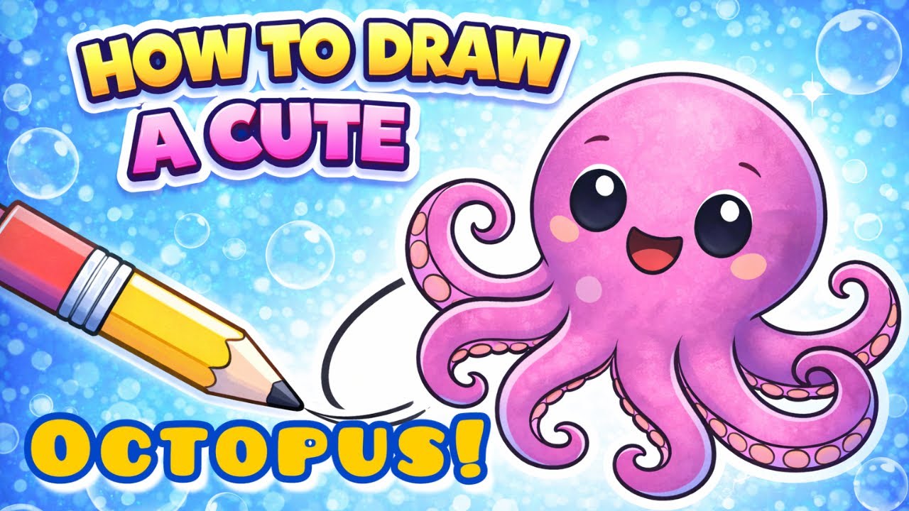 How to Draw a Cute Octopus 🐙 | Easy Drawing for Kids
