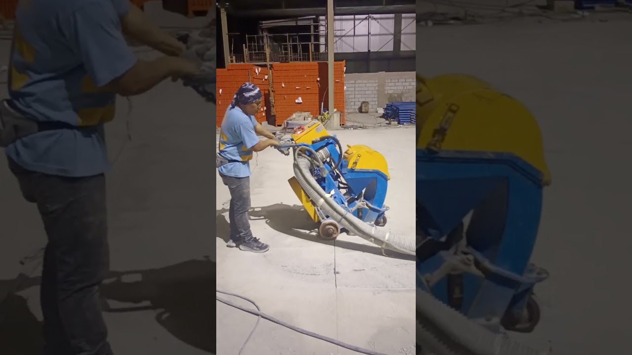 shot blaster machine floor preparation @ dry warehouse