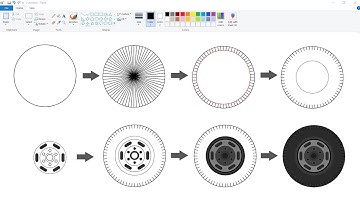 How to Draw a Wheel step by step in Ms Paint | Wheel Designing Tutorial.