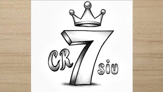 CR7 Oson 3D Rasm ⚽ | 3D Krishtianu Ronalduning 7 Raqamini Qalamda Chizish Darsi