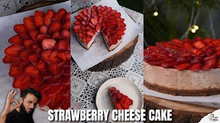 Download Lagu No Oven Strawberry Cheese Cake | Home Made Cream Cheese | Strawberry Cheese Cake Recipe | Eggless MP3