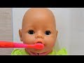 Morning routine with Polina and baby doll/ Funny video for children