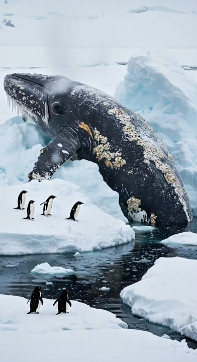 Penguin squad rescues a whale