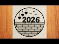 Happy new year drawing 2026 || New year drawing || Happy New year scenery drawing || 2026 drawing