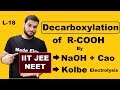 (L-18) Decarboxylation of R-COOH by Kolbe Electrolysis & By NaOH+Cao || NEET JEE