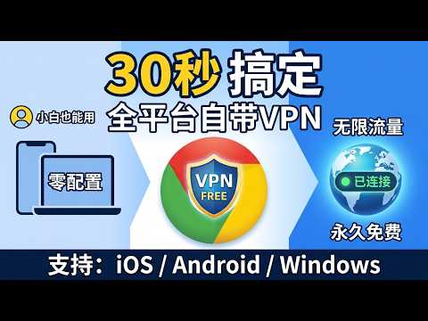 再也不用花钱买节点了？永久免费 无限流量 竟然自带免费VPN的浏览器 支持 手机，电脑，iOS  浏览器免费科学上网教程，操作简单，支持永久免费翻墙！无需注册!无需安装拓展插件！防失联vpn
