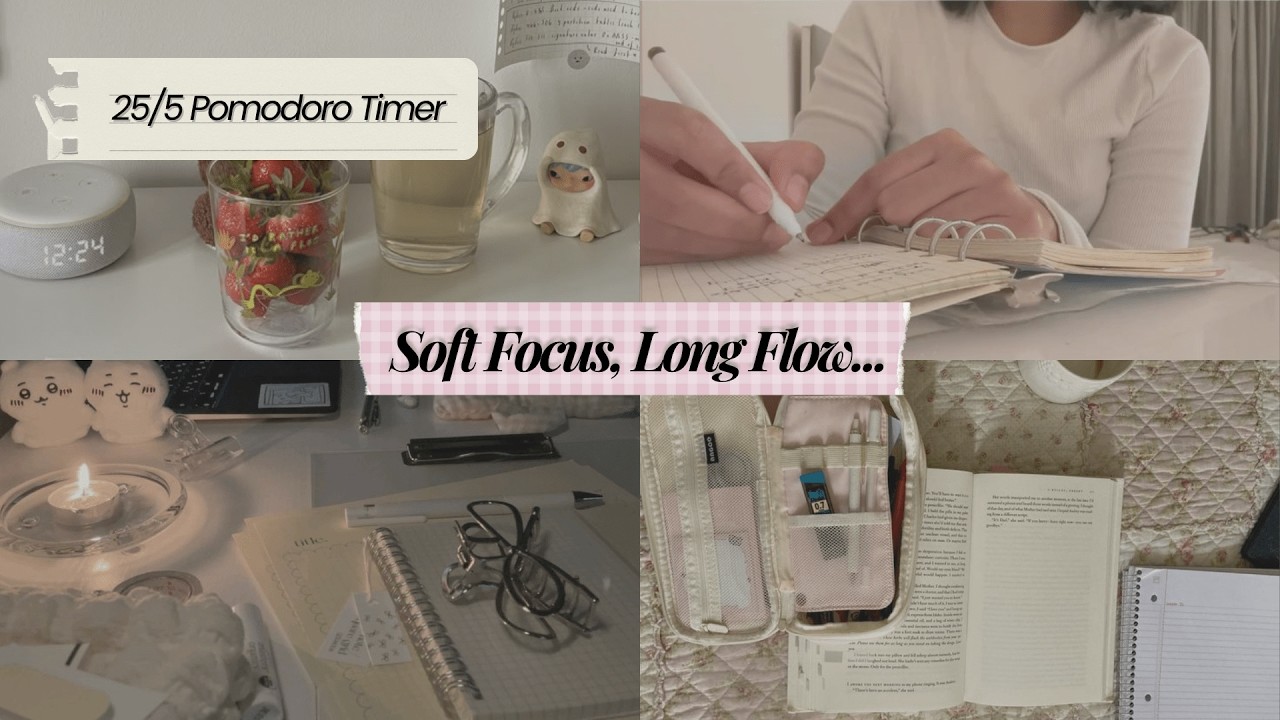 2 Hour Pomodoro Timer (25/5) | Clean Girl Focus | Deep Work + Lofi