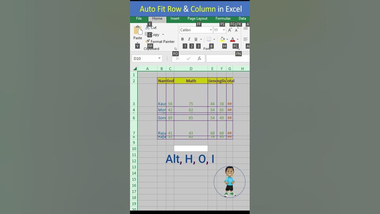 Autofit row column shortcut key in excel excel exceltips 