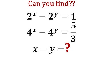 Solving an exponential system of equations|Finding the value of (x- y)