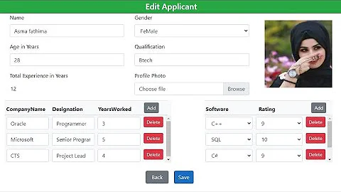 Master Detail entry form using Advanced JavaScript CSS ASP.NET CORE MVC