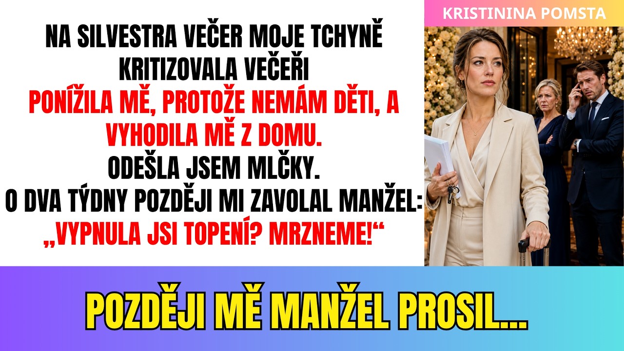 Na Silvestra, uprostřed večeře, kterou jsem uvařila v bytě, jenž patřil mně, se na mě moje tchyně obořila: „Vrať se ke své matce!" Manžel seděl vedle a mlčel. Vzala jsem kufr a odešla. Než jsem...