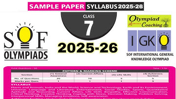 Class 7 IGKO Sample Paper 2025-26 / International General Knowledge Olympiad Class 7 / IGKO Olympiad