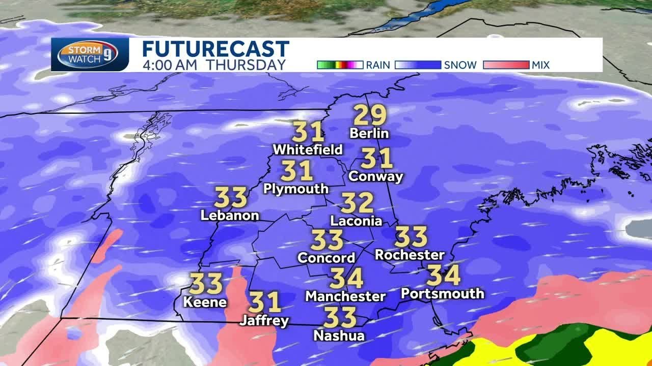 New Hampshire hourly weather: Track snow and wintry mix - YouTube